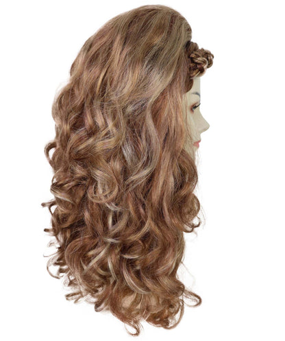 HPO Adult Women's Drag Queen Inspired Long Voluminous Multiple color Wig with Front Braid | Drag Queen & Performance Wig | Breathable Capless Cap