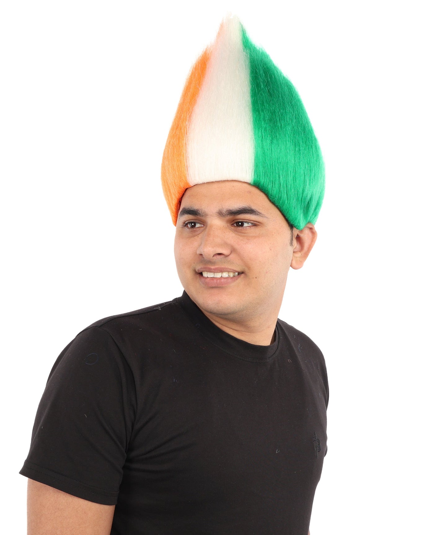 HPO Adult Unisex Côte d’Ivoire Flag Troll Wig – Orange, White, and Green Spiky Hair | Ideal for Sports Football, Sports Events & National Celebrations