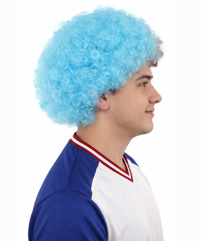 Wine and Sky Blue Split Tone Curly Wig |