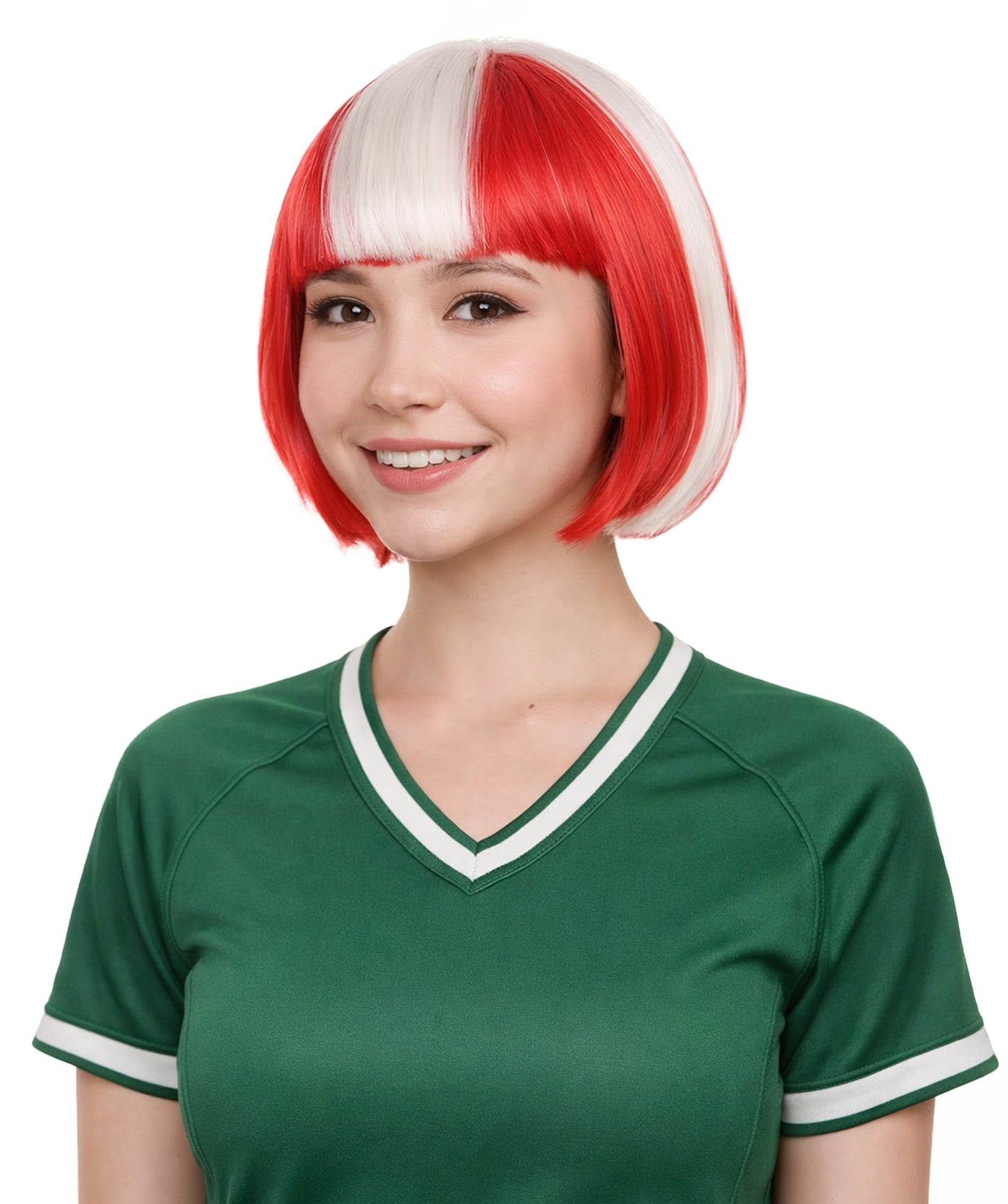 Denmark Flag Bob Red and White Wig