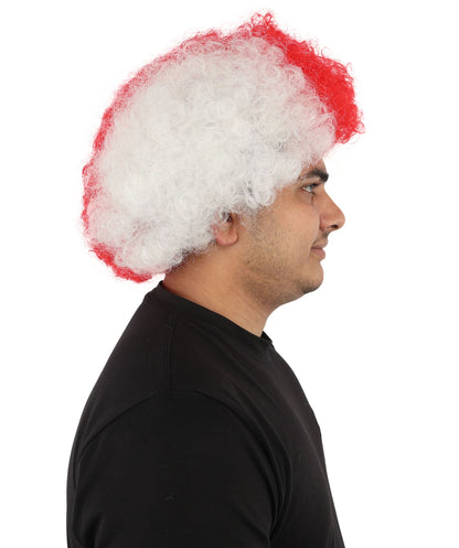 HPO Adult Tri Tone Sports Wig | Voluminous Kinky Afro Style Standard Cap Construction | Six Nations Championship Game Spirit Week Prop