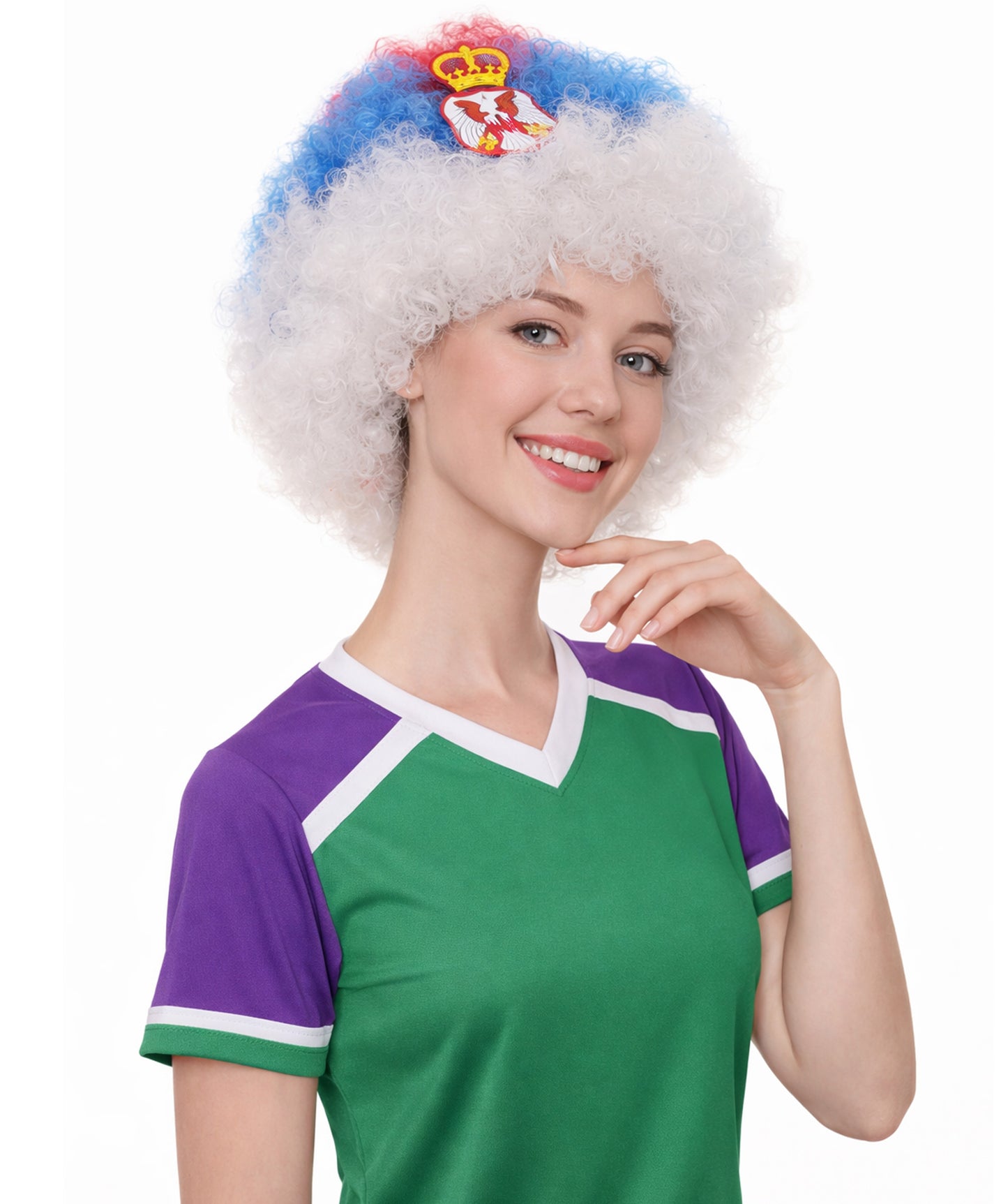 Serbia Flag Afro Multicolor Wig