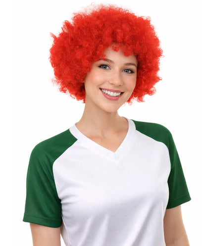 Poland Flag Sport Afro Red and White Wig