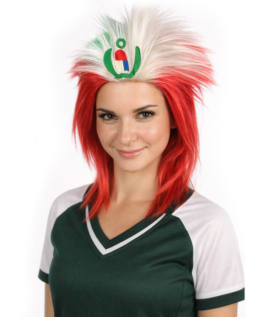 Europe Flag 80's Mullet Multicolor Wig