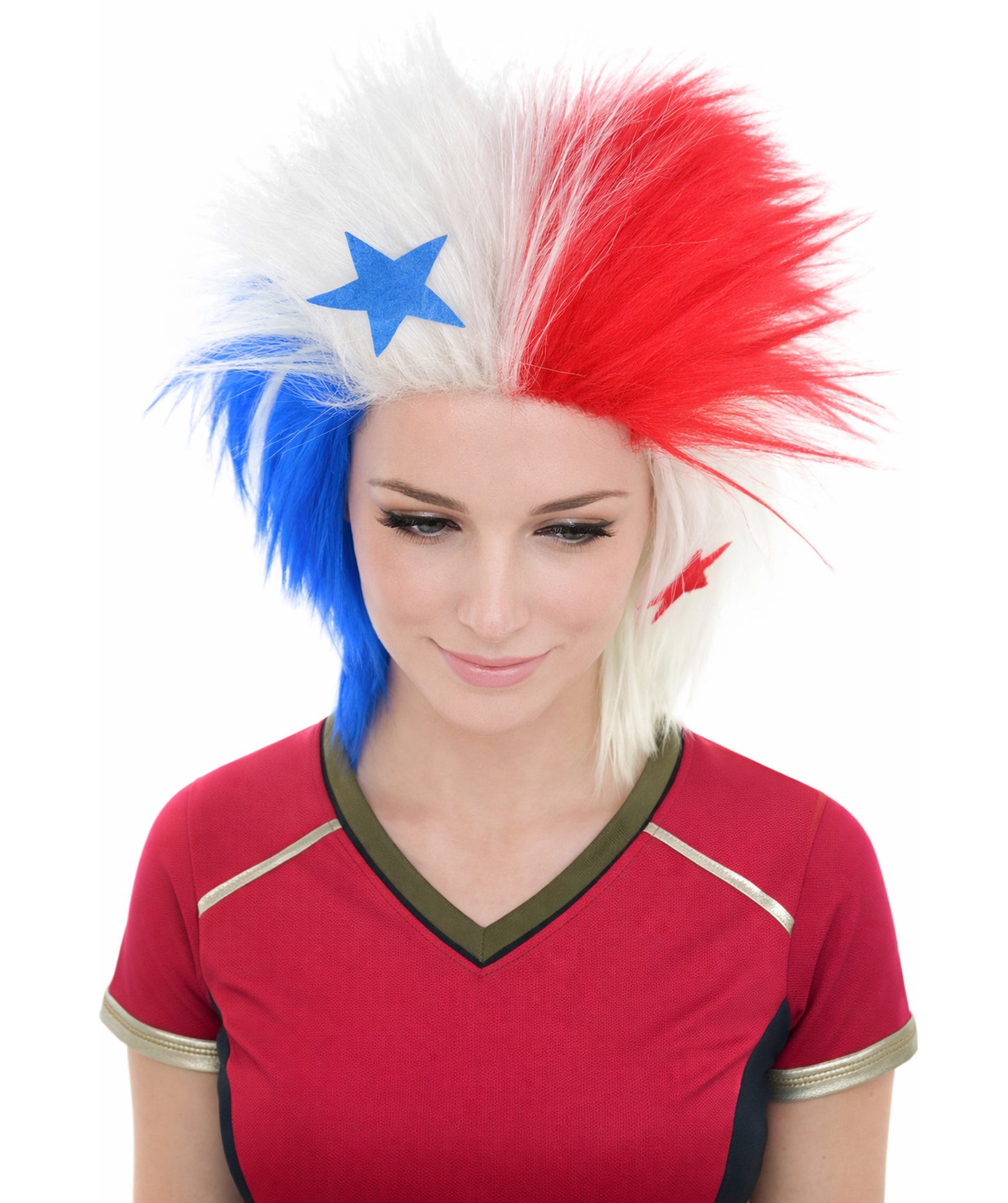 Panama Flag 80's Mullet Multicolor Wig