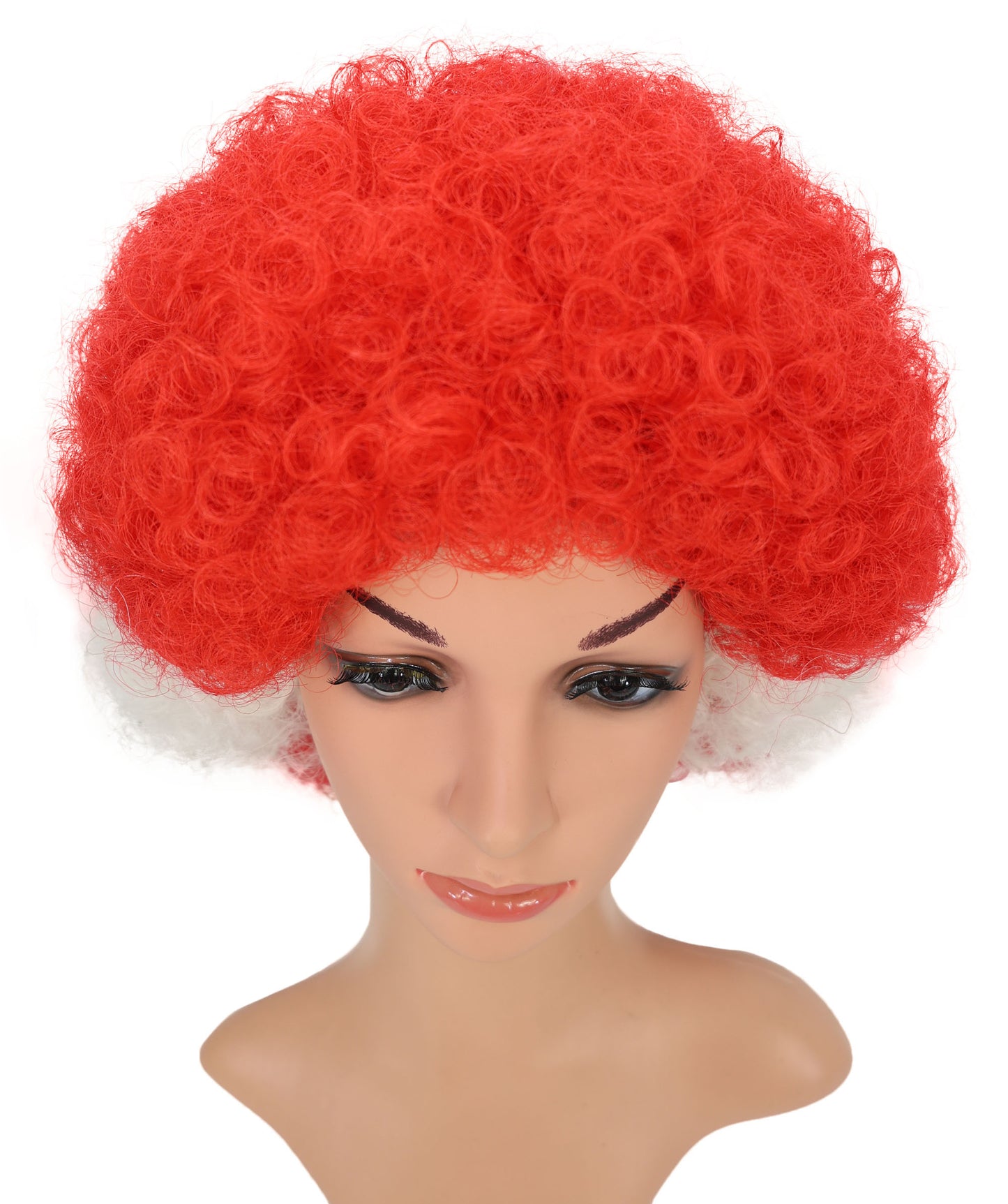 Austria Flag Red & White Clown Afro Wig