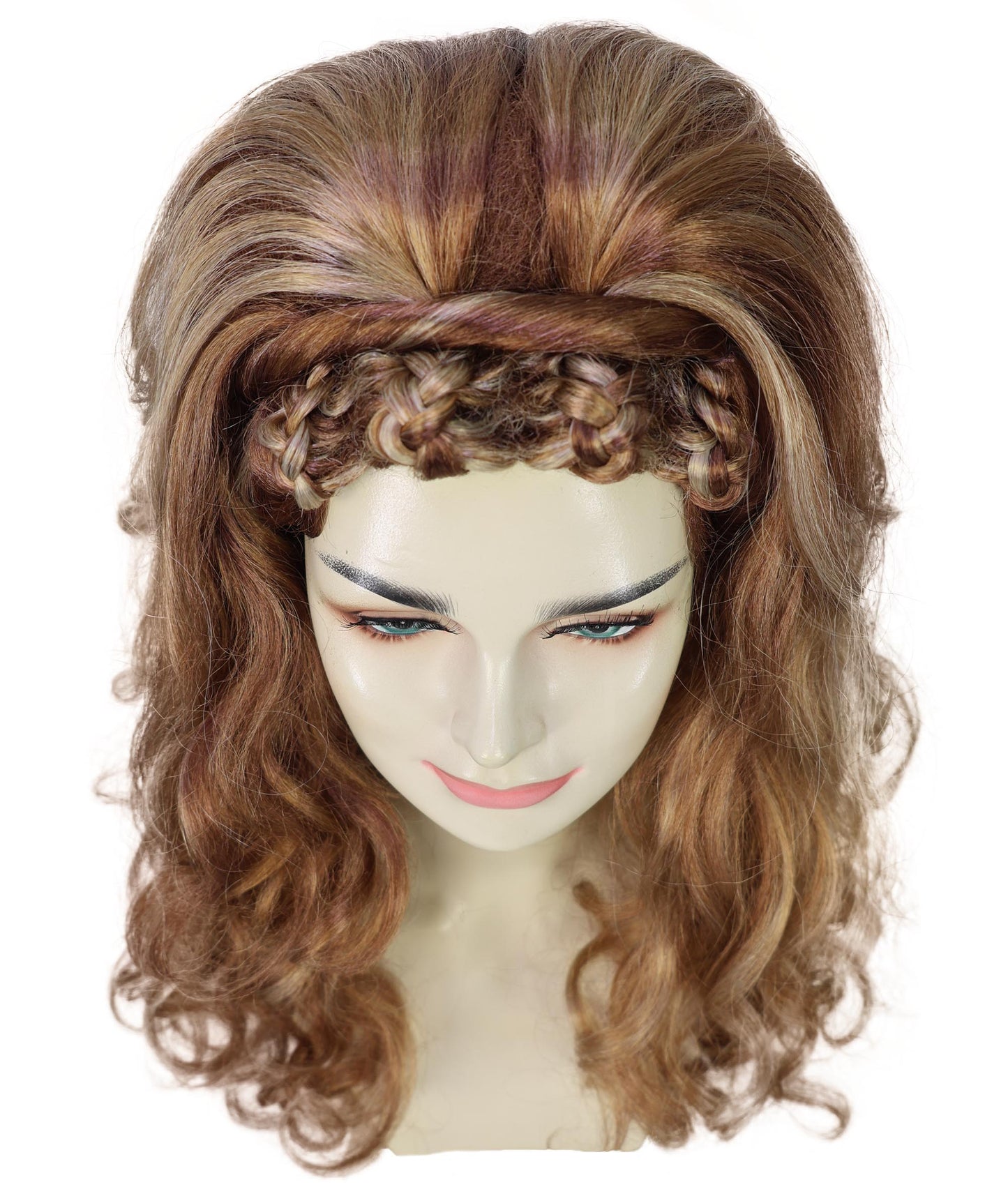 HPO Adult Women's Drag Queen Inspired Long Voluminous Multiple color Wig with Front Braid | Drag Queen & Performance Wig | Breathable Capless Cap