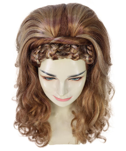 HPO Adult Women's Drag Queen Inspired Long Voluminous Multiple color Wig with Front Braid | Drag Queen & Performance Wig | Breathable Capless Cap