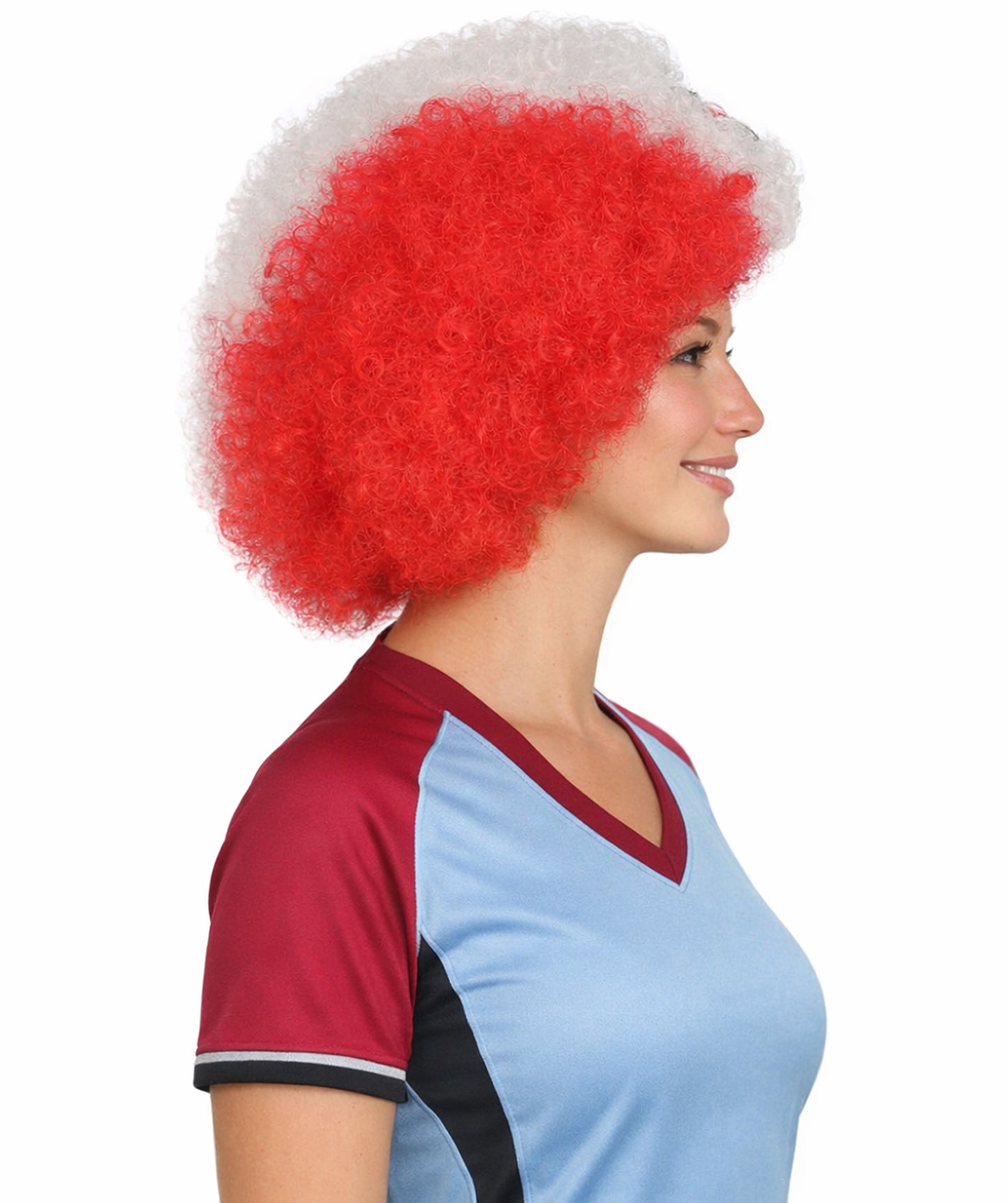 Peru Flag Afro Red and White Wig