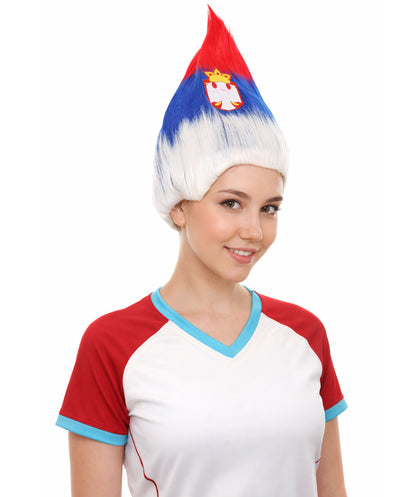 Serbia Flag Troll Multicolor Wig