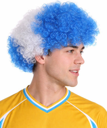 Honduras Flag Afro Blue and White Wig