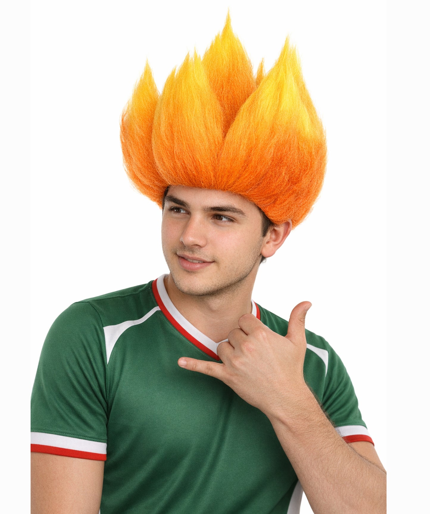 Red and Orange Flame Spiky Long Wig |