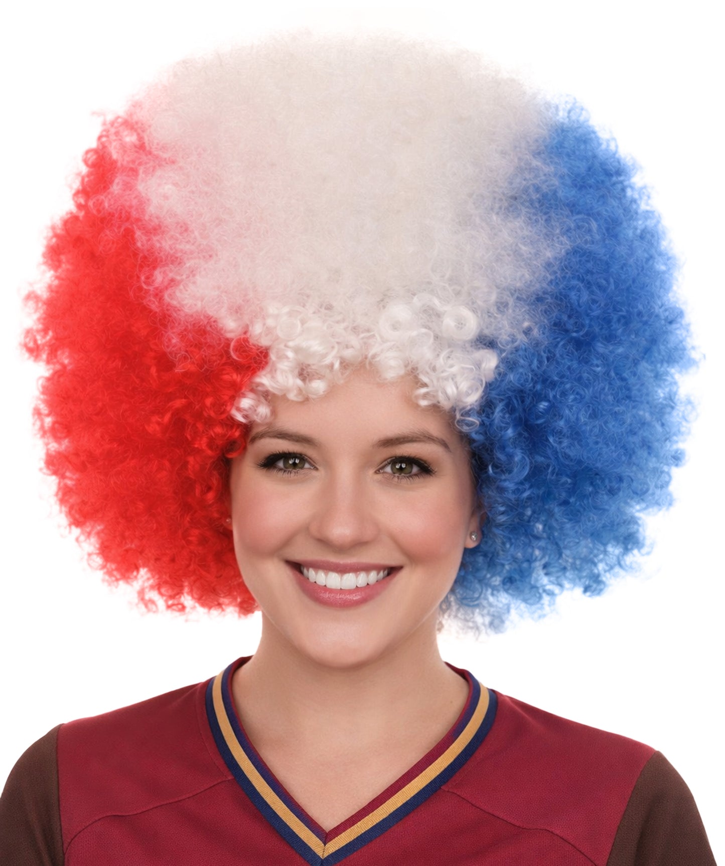 France Flag Afro Multicolor Wig