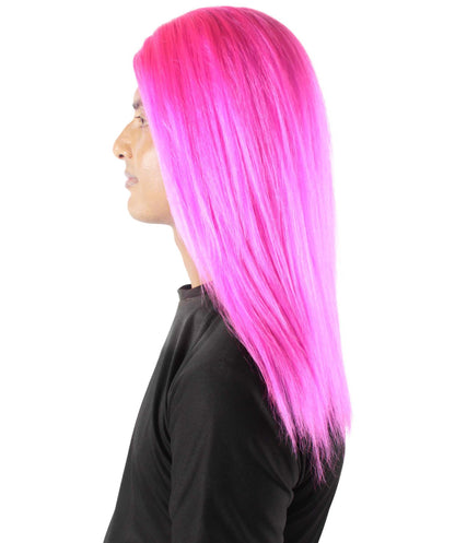 Rainbow Rapper | Multiple color Straight Medium Length Music Icon Wig | Premium Halloween Wig