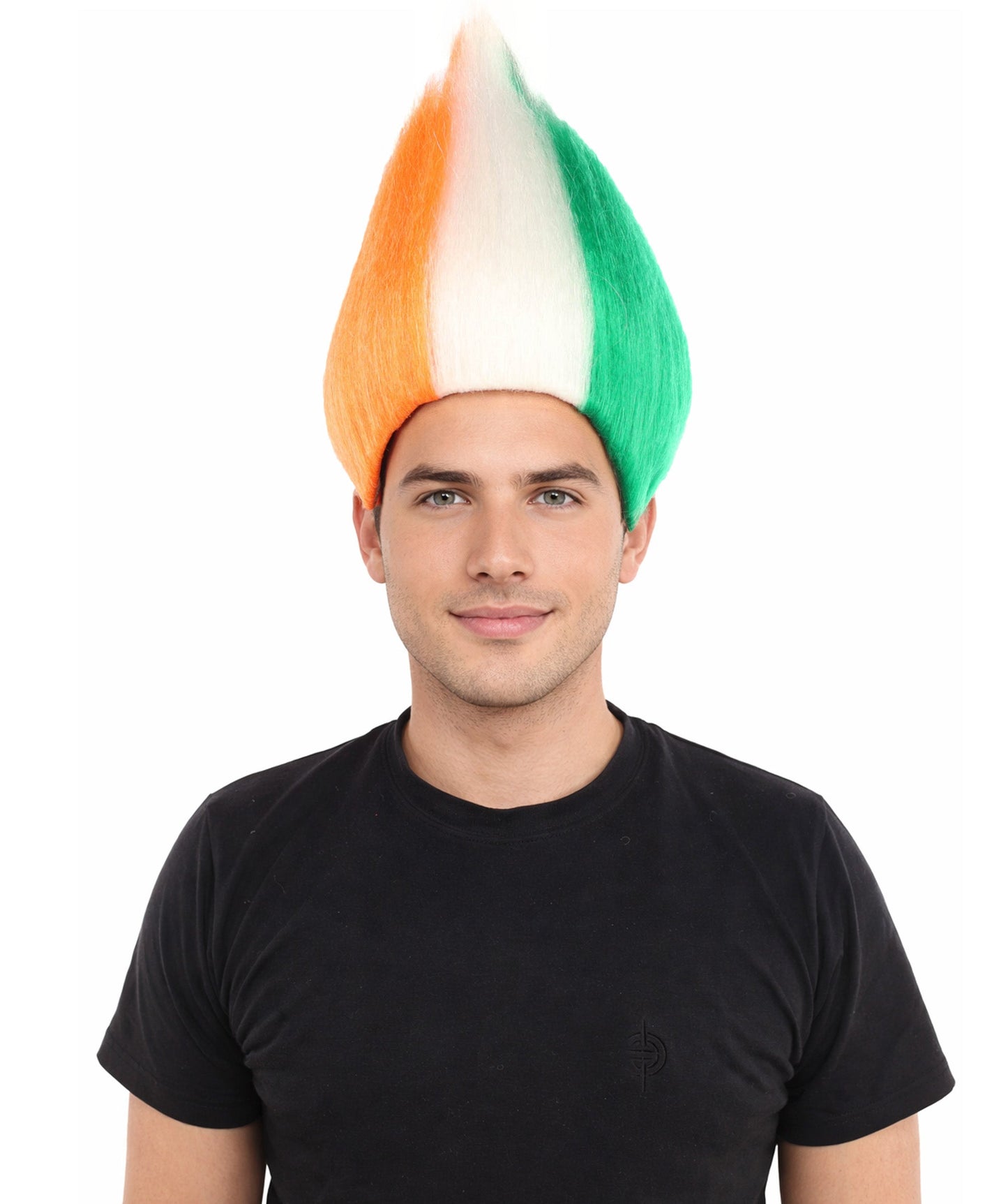 HPO Adult Unisex Côte d’Ivoire Flag Troll Wig – Orange, White, and Green Spiky Hair | Ideal for Sports Football, Sports Events & National Celebrations