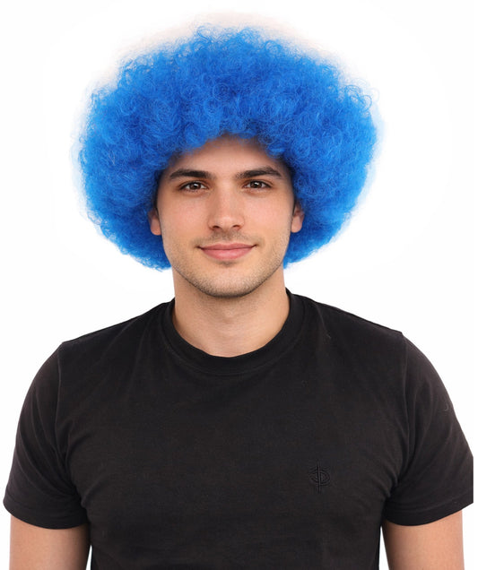 HPO Adult Tricolor Afro Style Netherlands Flag Wig | Flame-retardant Synthetic Fiber with Capless Construction | Ideal for Party, Halloween, Cosplay, Theater, Drag, Performance, Costume Events