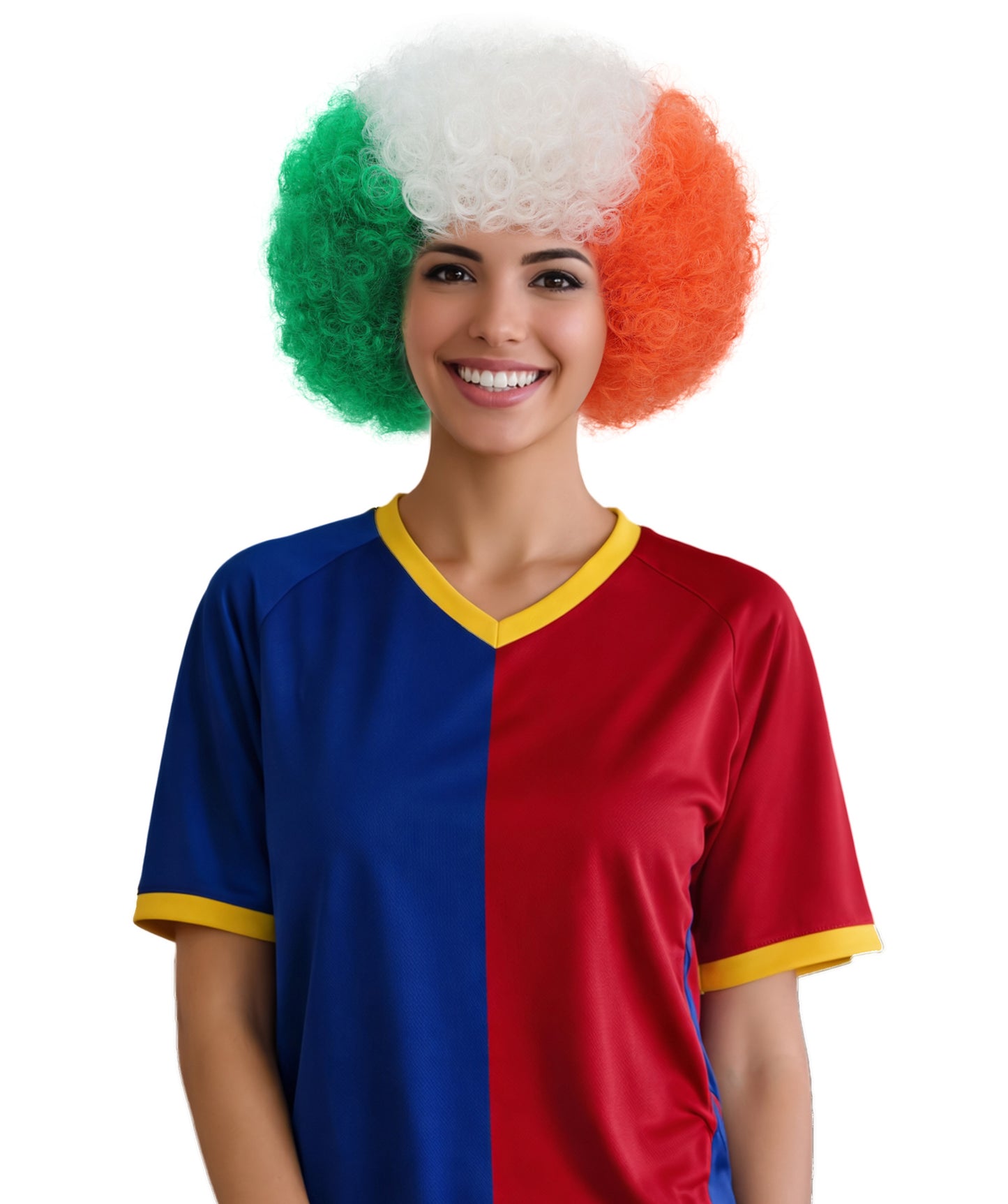 Ireland Flag Green, White, and Orange Clown Afro Wig