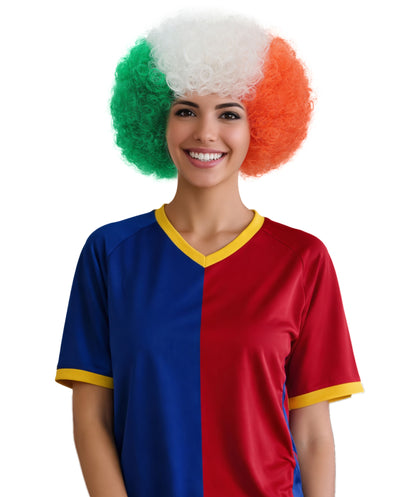 Ireland Flag Green, White, and Orange Clown Afro Wig
