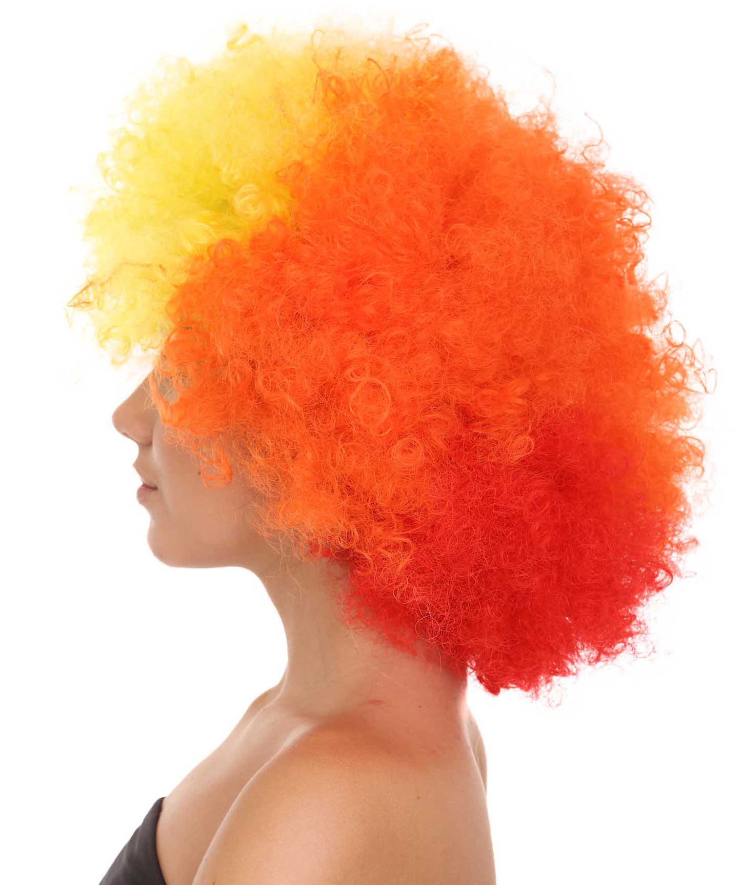 Clown Afro Unisex Wig | Jumbo Super Size Yellow Orange Character Cosplay Halloween Wig | Premium Breathable Capless Cap