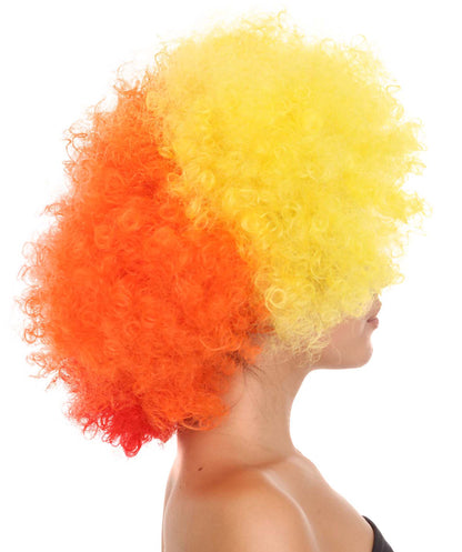 Clown Afro Unisex Wig | Jumbo Super Size Yellow Orange Character Cosplay Halloween Wig | Premium Breathable Capless Cap