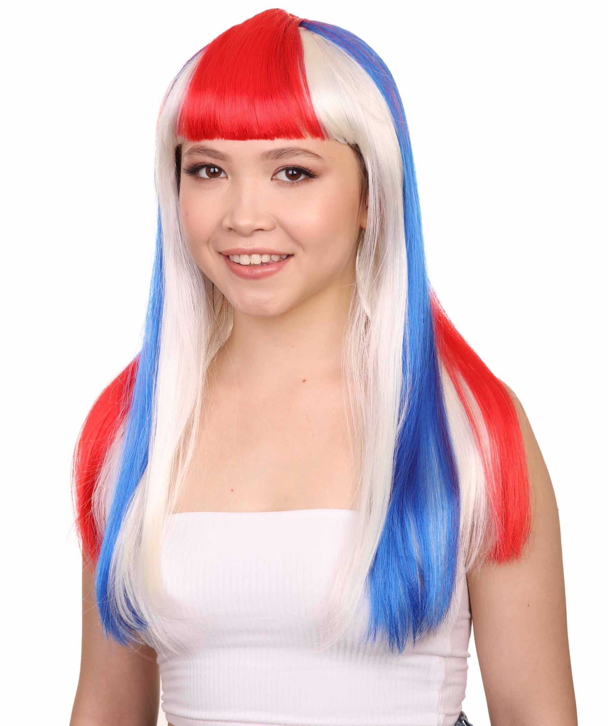 Costa Rica Flag Long Bob Wig