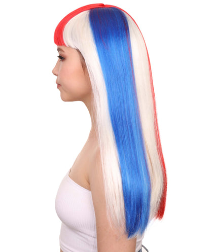 Costa Rica Flag Long Bob Wig