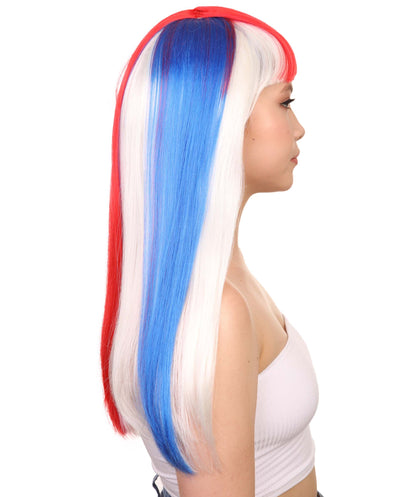 Costa Rica Flag Long Bob Wig