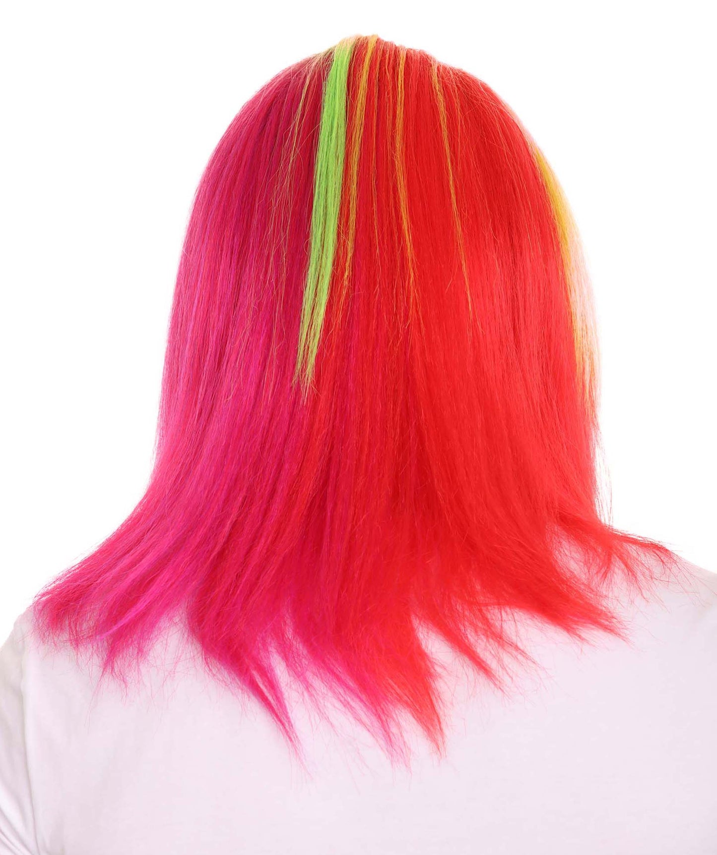 Rainbow Rapper | Multiple color Straight Medium Length Music Icon Wig | Premium Halloween Wig