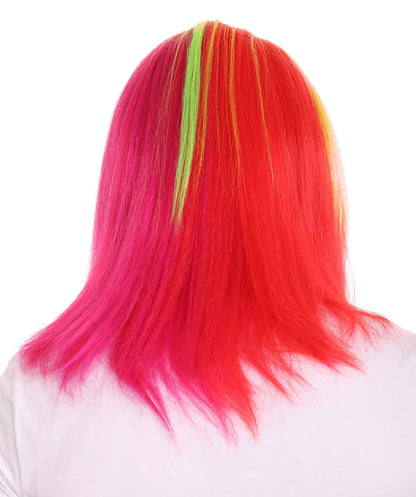Rainbow Rapper | Multiple color Straight Medium Length Music Icon Wig | Premium Halloween Wig