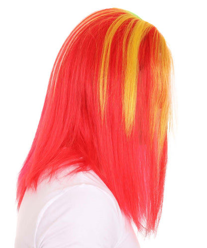 Rainbow Rapper | Multiple color Straight Medium Length Music Icon Wig | Premium Halloween Wig