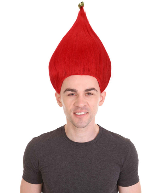 Unisex Bright Santa's Sidekick Red Wig | Christmas Wig | Breathable Capless Cap | Flame-retardant Synthetic Fiber