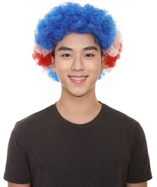 Costa Rica Flag Afro Multicolor Wig