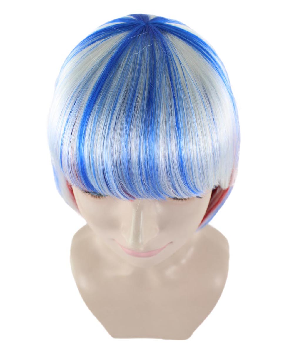 National Pride White Red Blue Wig