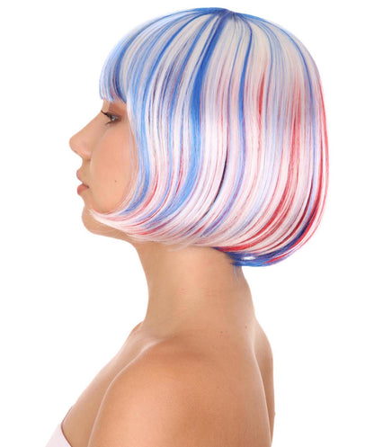 National Pride White Red Blue Wig