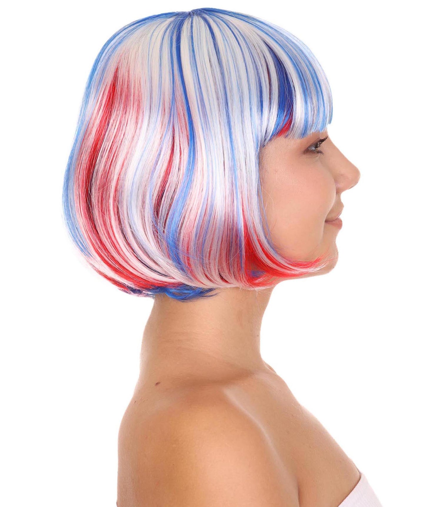 National Pride White Red Blue Wig