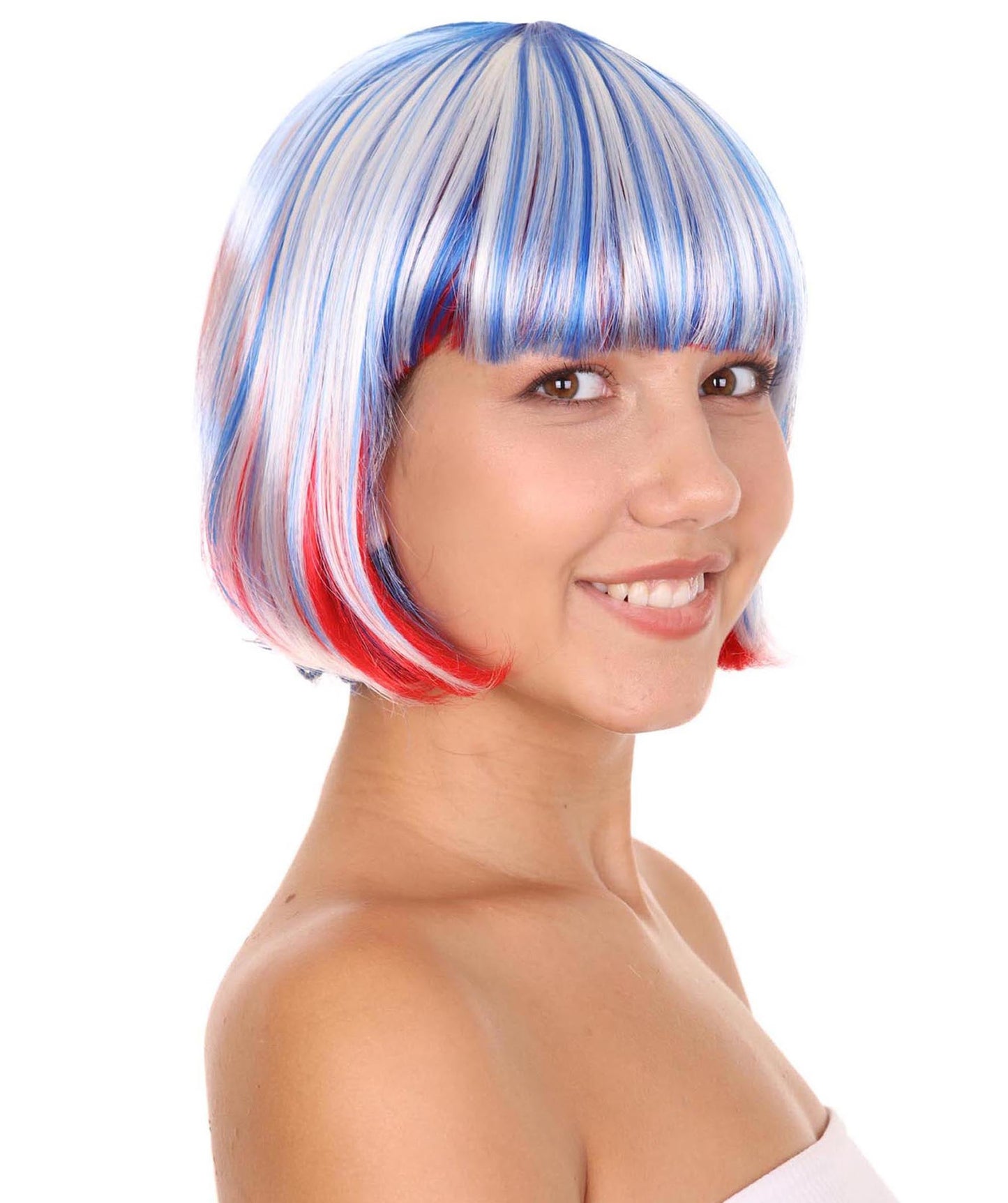 National Pride White Red Blue Wig