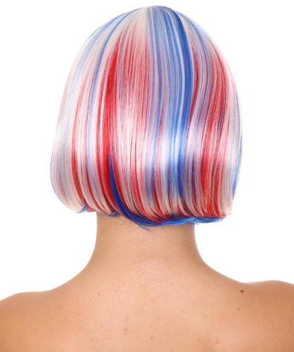 National Pride White Red Blue Wig