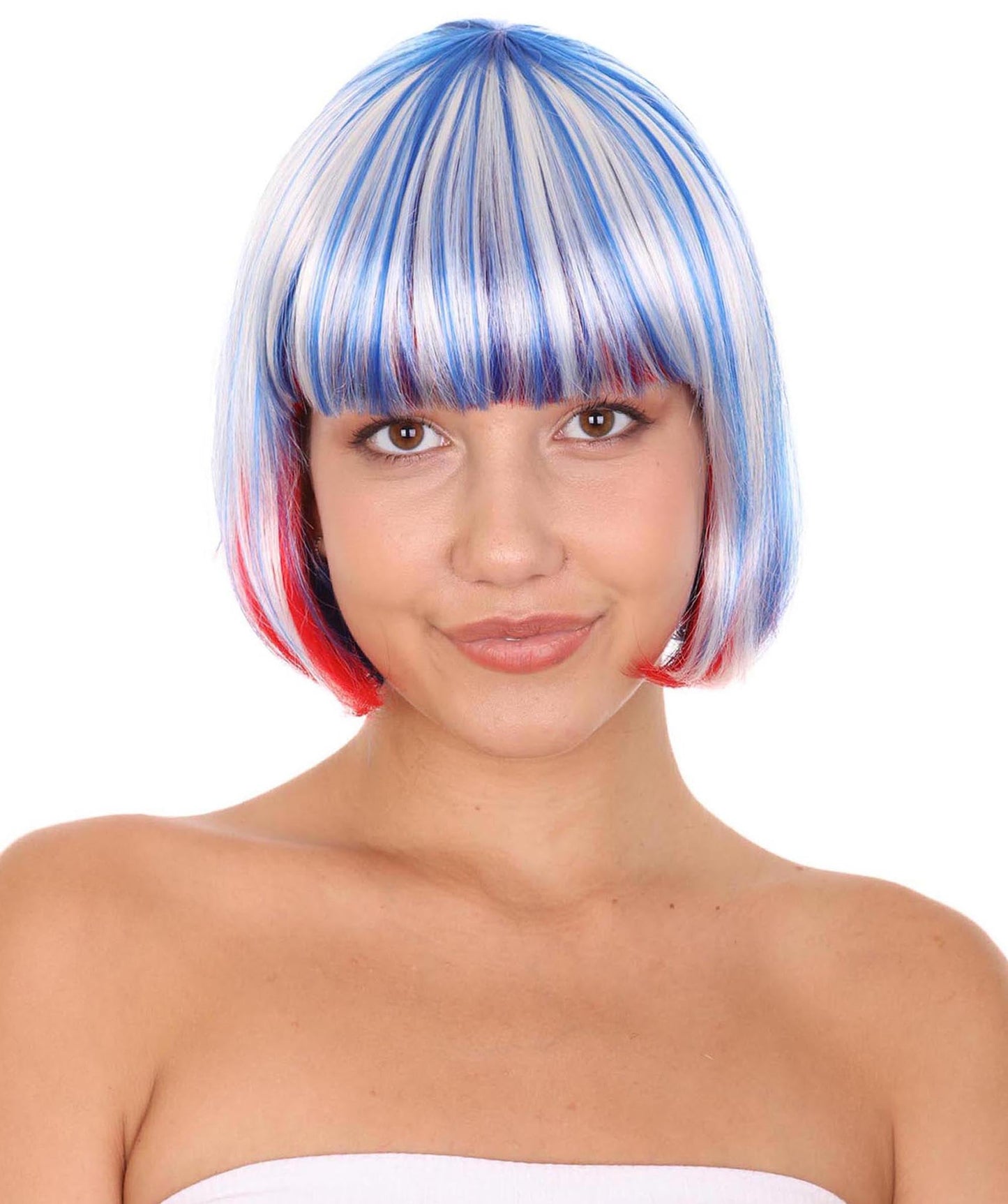 National Pride White Red Blue Wig