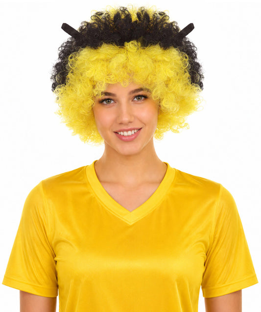 Bee Unisex Wig | Jumbo Super Size Afro Yellow Black Cosplay Halloween Wig | Premium Breathable Capless Cap