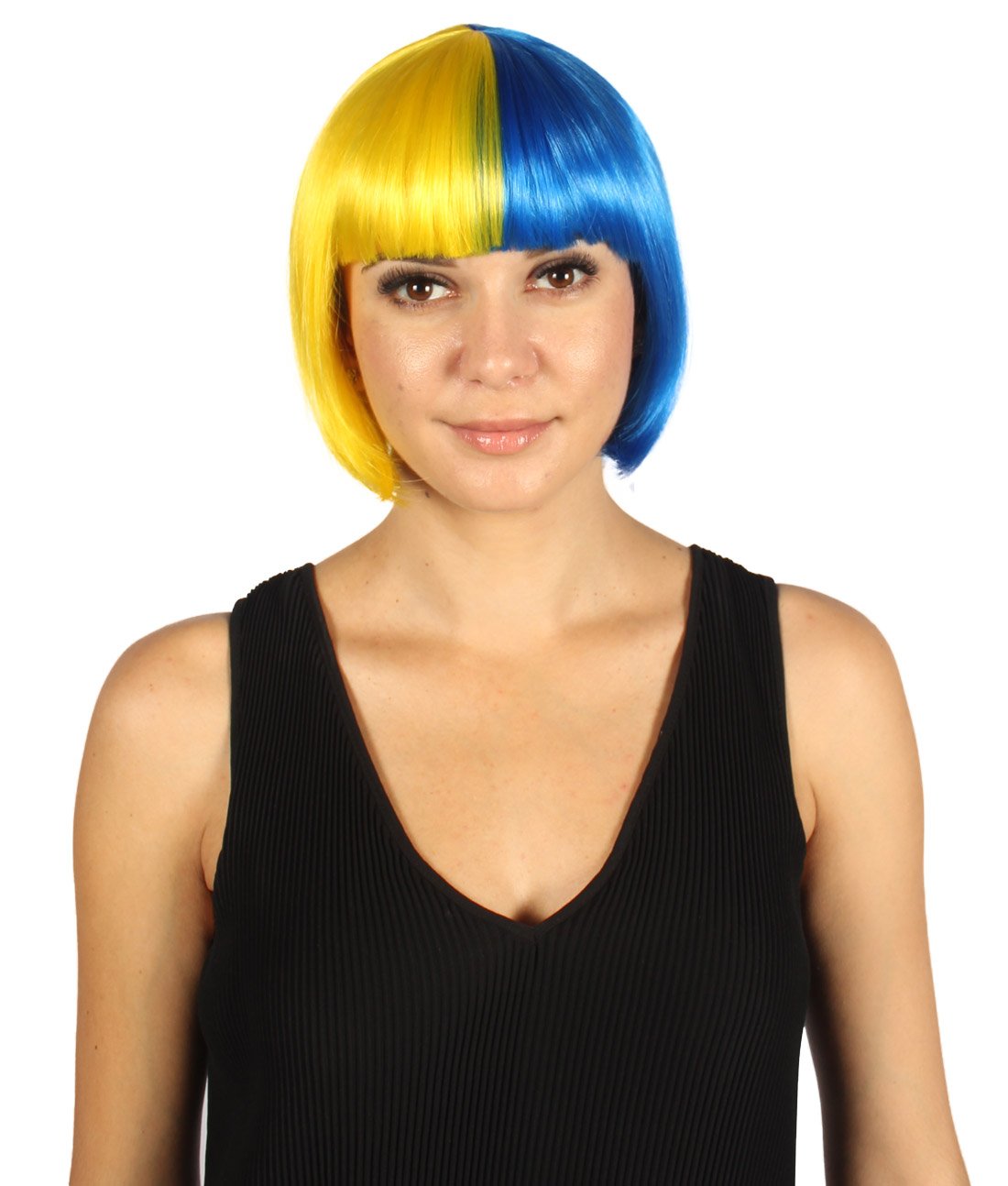 Yellow & Blue Two-tone Short Bob Wig