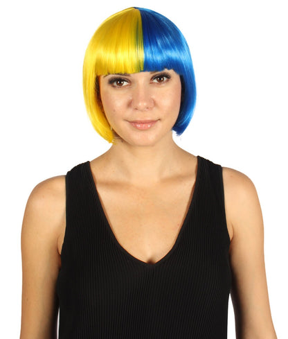 Yellow & Blue Two-tone Short Bob Wig