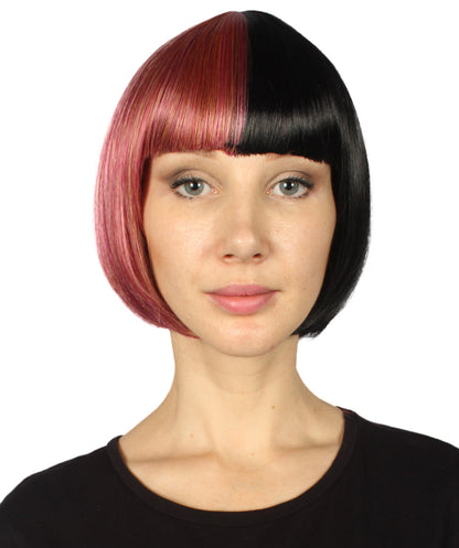 Rainbow & Black Two-tone Short Bob Wig