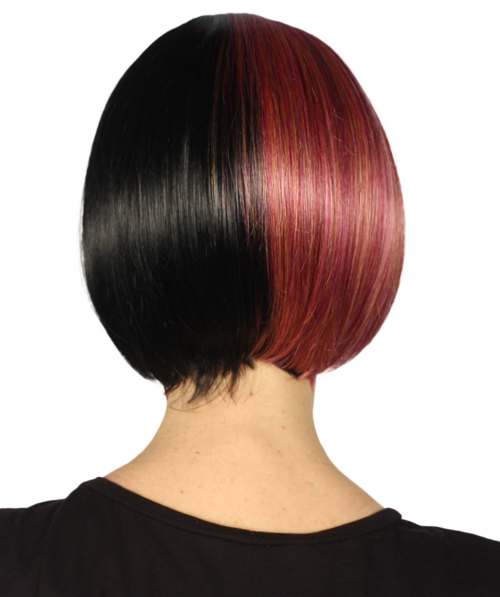 Rainbow & Black Two-tone Short Bob Wig