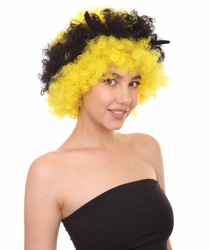 Bee Unisex Wig | Jumbo Super Size Afro Yellow Black Cosplay Halloween Wig | Premium Breathable Capless Cap