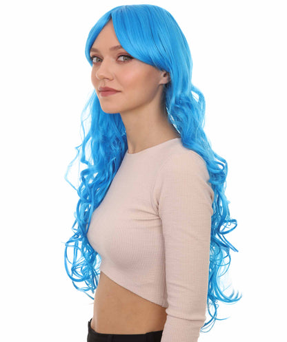 Long Curly Blue Wig