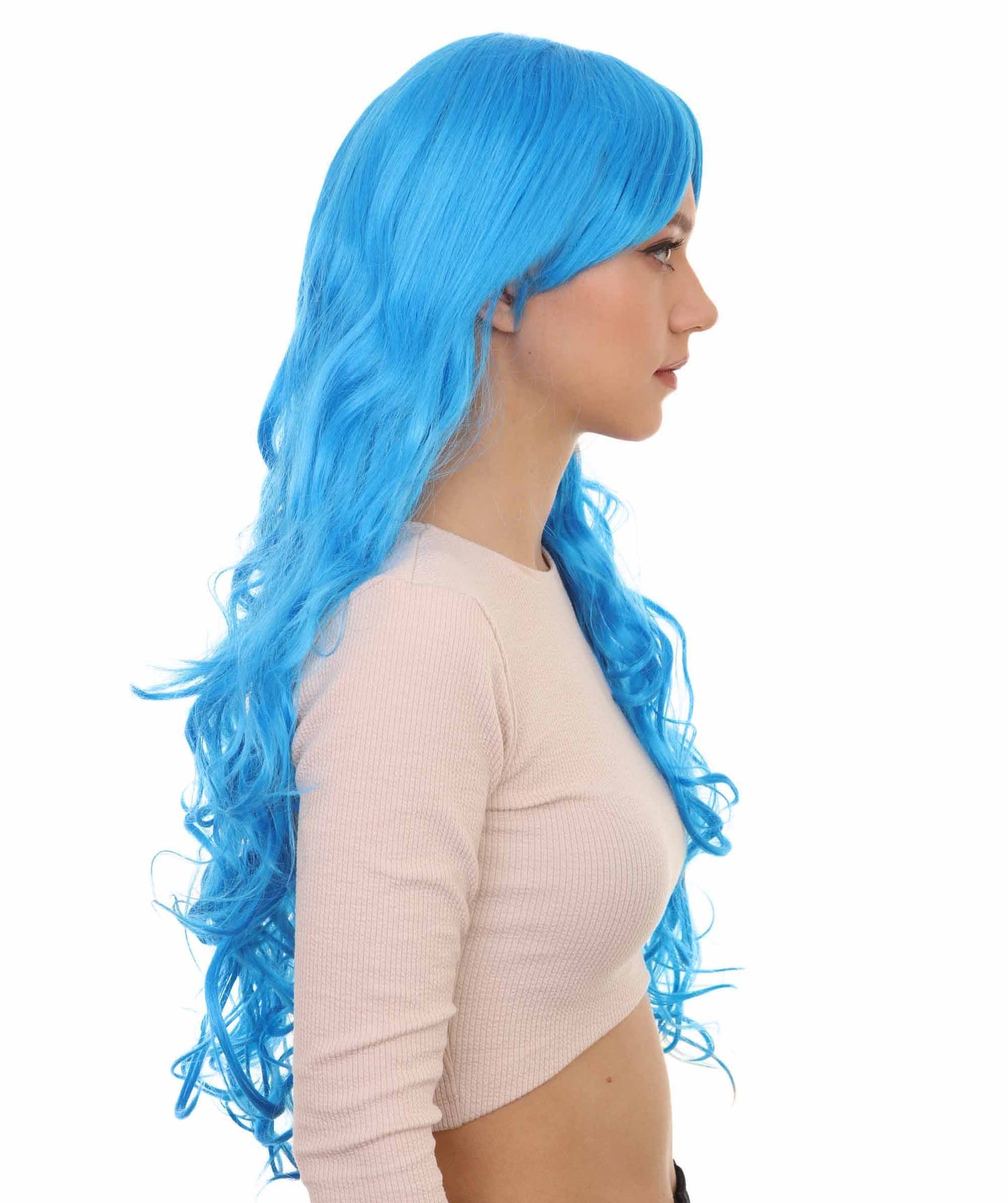 Long Curly Blue Wig