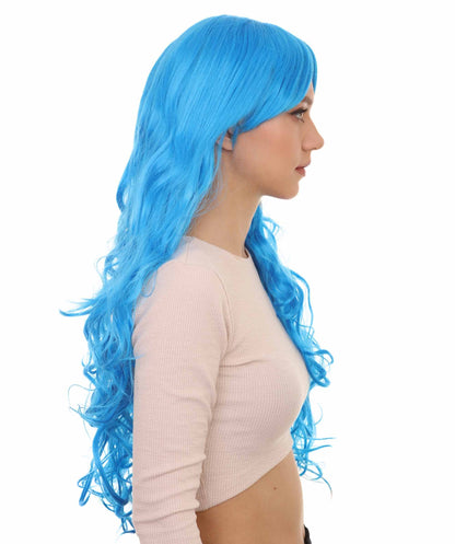 Long Curly Blue Wig
