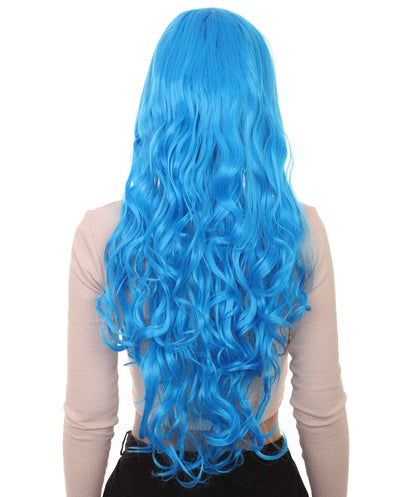 Long Curly Blue Wig