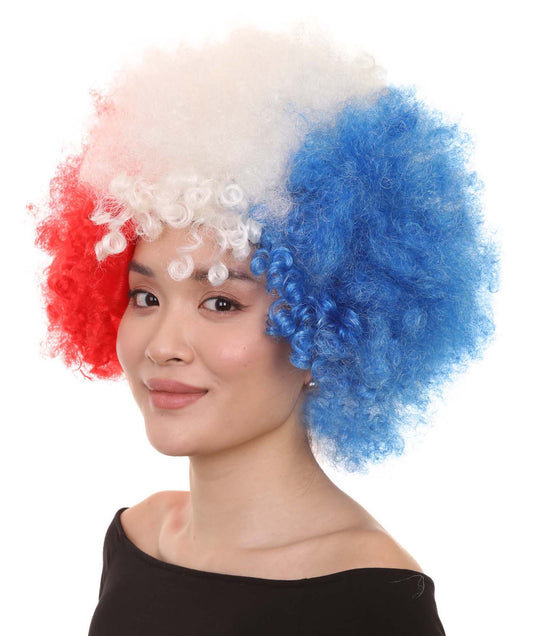 France National Flag Afro Wig