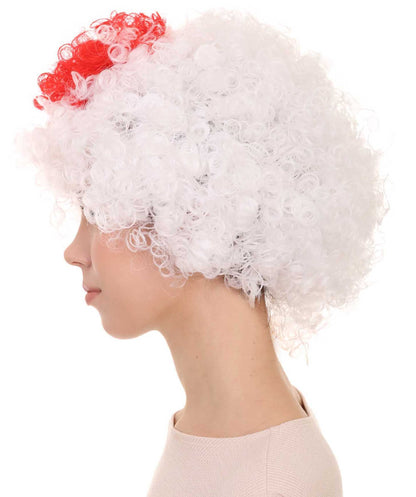 Japan Flag Afro Red and White Wig